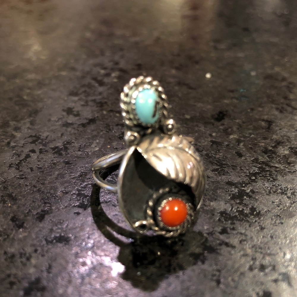 Navajo Sterling Silver, Turquoise & Coral Rings